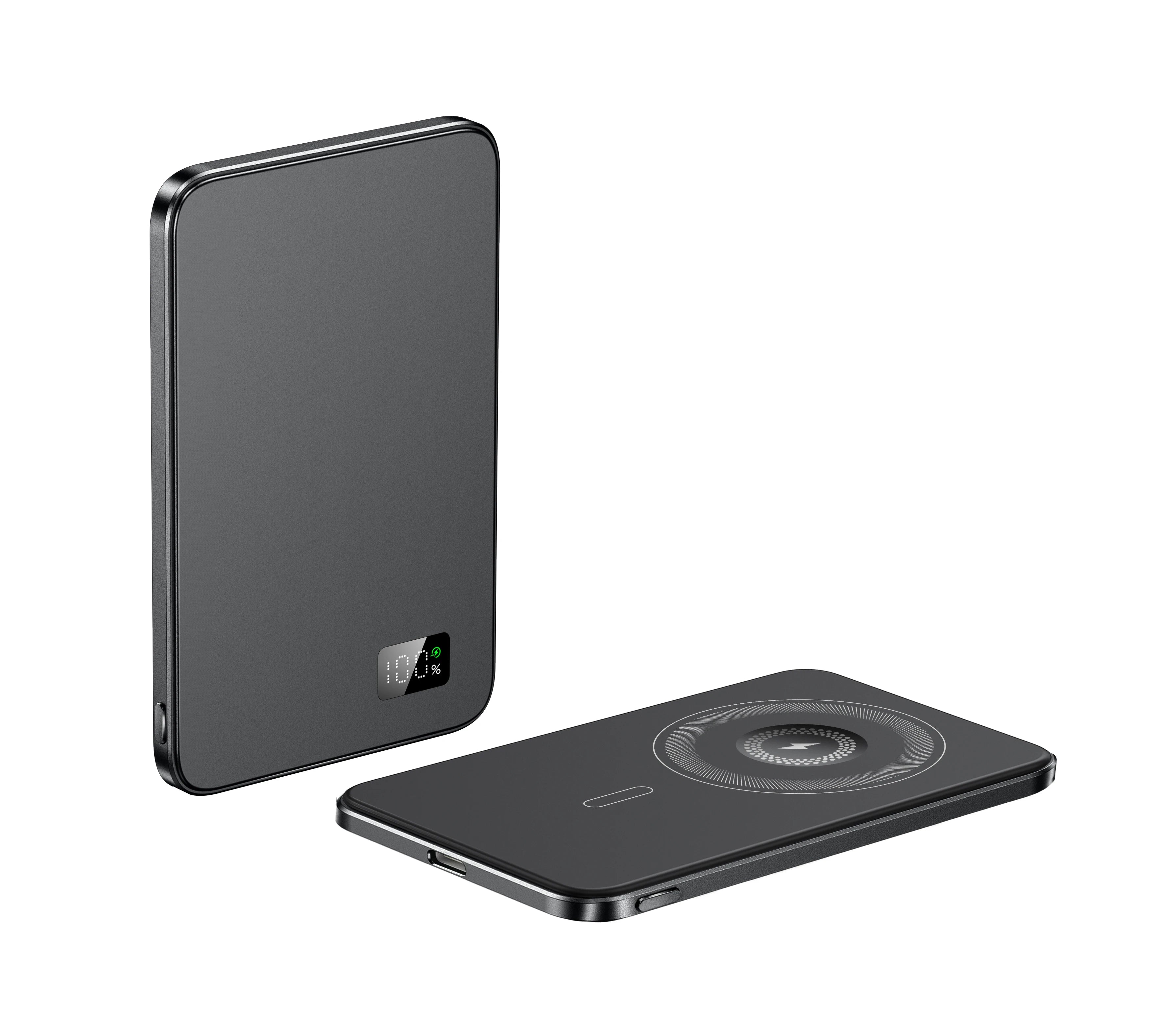 Ultra thin Alloy Powerbank Magnetic Power Bank Wireless Fast Charger For Magsafe