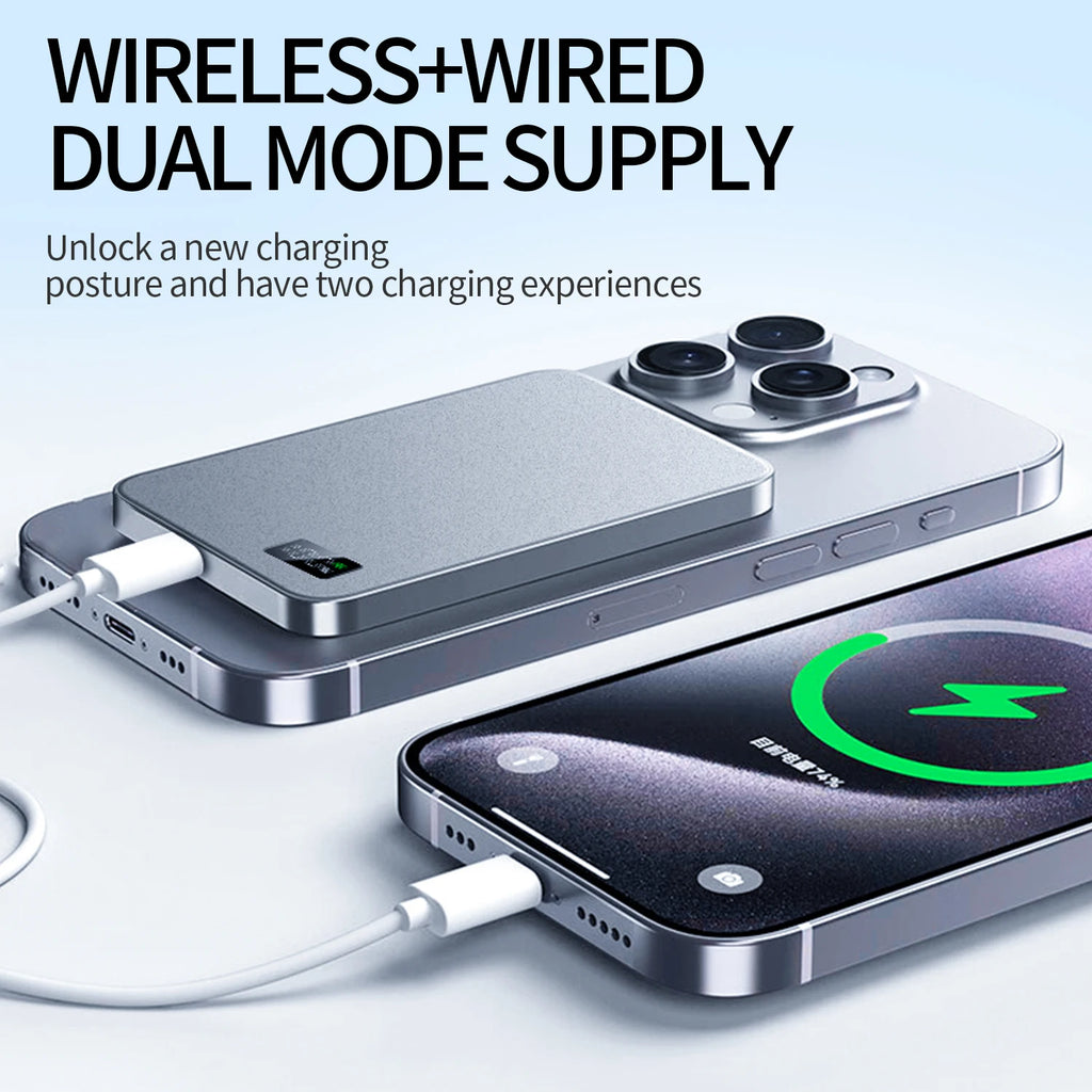 Ultra thin Alloy Powerbank Magnetic Power Bank Wireless Fast Charger For Magsafe