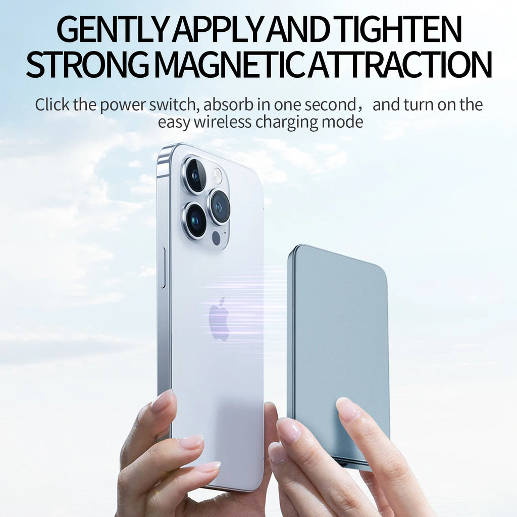 Ultra thin Alloy Powerbank Magnetic Power Bank Wireless Fast Charger For Magsafe