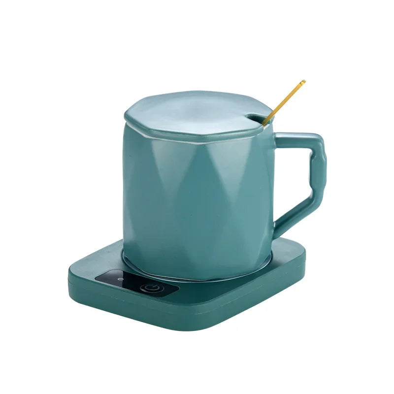 Smart Constant - Temp Cup Warmer, 55℃ Metal Panel, Multi - Mug Compatible, 16W Low - Power, Office/Home Heating Mat US/EU